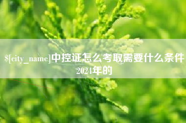 内江中控证怎么考取需要什么条件2024年的